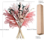 Pink Pampas Grass Dried Flowers Bouquet for Home Decor, Wedding Decor, Boho Style Floral Arrangement Without Flower Vase
