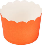 Panificio 10 Ounce Cupcake Wrappers, 200 Scalloped Baking Cups - Oven-Ready, Greaseproof, Orange Paper Cupcake Liners, Disposable, For Birthdays, Baby Showers, Or Weddings - Restaurantware