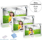 Premium Acrylic Picture Frame 4x6-3 Pack Gift Box Package, Clear Free Standing Desktop Double Sided Best Gift for Family, Perfect Decorate Birthday Wedding Party - Free Soft Microfiber