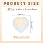 PATIKIL 20 Pcs Natural Heart Shaped Crystal Stone, 0.6 Inch Mini Polished Love Gemstone Crystal, Pocket Rock Engraved Worry Stones for Women Gifts Meditation, AB White