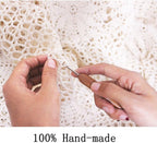 KEPSWET Cotton Handmade Crochet Lace Table Runner Olive Green Rectangle Coffee Table Dresser Decor (14x36 inch)