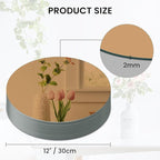 Glass Round Mirror Centerpieces for Tables, Set of 12Pcs 12" Golden Mirror Tables Centerpieces, Glass Trays for Wedding Decorations, Party Decorations, Baby Shower Party