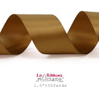 LaRibbons 1 1/2 Inch 50 Yard Double Faced Satin Ribbon,Pale Gold Satin Craft Fabric Ribbon for Gift Wrapping Floral Bouquets Wedding Party Decoration
