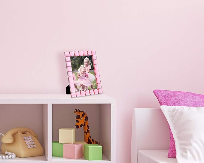 Isaac Jacobs Decorative Sparkling Light Pink Jewel Picture Frame, Photo Display & Home Décor (5x7, Light Pink)