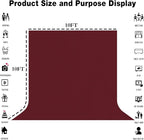 10x10FT Wine Red Screen Backdrop for Photography Burgundy Red Backdrop for Photoshoot Studio Screen Video Recording Curtain