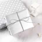 WRAPAHOLIC Reversible Wrapping Paper - Mini Roll - 17 Inch X 33 Feet - Silver Print and Polka Dot Design for Birthday, Holiday, Wedding, Baby Shower