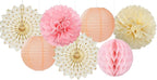 Pink Peach Gold Party Decorations - 14pcs Bridal Baby Shower Girls Birthday Paper Lanterns Fan,Tissue Pom Poms Streamers,Honeycomb Balls,Engagement Wedding Bachelorette Brunch Decor Lasting Surprise