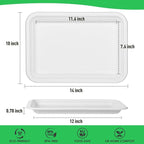 Gezond 50 Pack 14 Inch Disposable Food Trays Eco-friendly Heavy-Duty Large Paper Plates Compostable Sugarcane Platters for Crawfish, BBQ, Seafood Boil Party Supplies White
