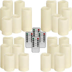 Set of 24 Waterproof Outdoor Flameless Candles, LED Candles with 4 Remote and Timer,(H 4" 5" 6" x D 2.2"),for Halloween Wedding Festiv