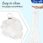 No Mess Streamers 100pack, White Confetti Poppers,Hand Throw Party Poppers No Mess for Birthday, Graduation, Wedding Send Off, Engagement Party Favors（White 100Pack）