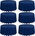 6 Pack Round Tablecloths - 90 Inch, Navy Blue Polyester Table Cover, Stain and Wrinkle Resistant Washable Fabric, Wedding Banquet Parties