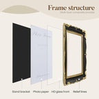 Cuspin Vintage Picture Frame 5x7 Black and Gold Frame, Ornate Textured Hand-Crafted Resin Photo Frames with Glass Front, Decorative Picture Frame for Wall & Tabletop, Antique Frame Home Decor