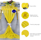MDS 15 Pack 10ft Chiffon Table Runner 29 x 120 Inches Sheer Wedding Runner Romantic Rustic Table Runner for Wedding Decorations, Birthday Parties, Bridal Shower Party Arch Decor - Yellow