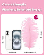 NEWONG 30pcs Light Pink Ostrich Feathers Natural Bulk 8-10inch（20-25cm) Vase Craft Wedding Home Party Centerpieces Christmas Day coquettish Valentine's Day Decoration