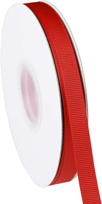 ITIsparkle 3/8" Inch Grosgrain Ribbon 50 Yards-Roll Set for Gift Wrapping Scrap Books Party Favor Hair Braids Baby Shower Decoration Cake Decoration Floral Arrangement Craft Supplies, Red Ribbon