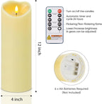 Amagic 4” x 12” Extra Large Waterproof Outdoor Flameless Candles, Battery Operated with Remote Control and Timer, Flickering LED Pillar Candle for Outdoor Patio Porch Decor, Dark Ivory, Set of 2