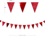 30Ft Red Party Decorations Glitter Metallic Paper Triangle Banner Flag Pennant Bunting for Graduation Wedding Engagement Anniversary Bachelorette Birthday Bridal Shower Valentines Hen Party Supplies