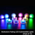 Submersible LED Lights cr2032 Battery Powered Underwater Waterproof LED Tea Light Candles for Events Wedding Centerpieces Vase Floral Xmas Holidays Home Decor Lighting(Pack of 12) (Multi-colored)