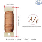HAHIYO 22Gauge Rose Gold 3Roll Total 115Yards(345Feet) Metal Floral Wire Flexible Paddle Wire for Crafts Christmas Wreaths Tree Flower Arrangement Bouquet Wrapping Wedding DIY