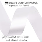 White Solid Satin Ribbon 1 Inch 25 Yards Solid Polyester Fabric Ribbon for Gift Wrapping Wedding Christmas Baby Shower Birthday Party Decoration Handmade Immortal Flower Craft