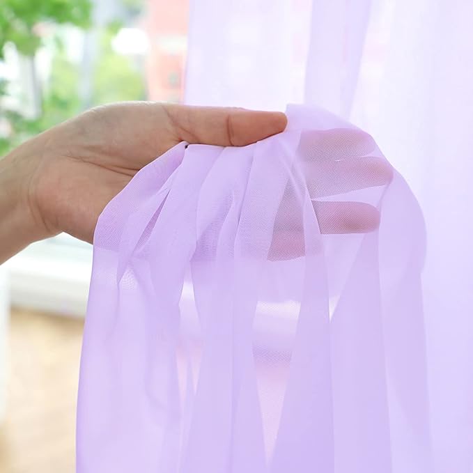 Window Purple Sheer Curtains 48 Inches Width 45 Inches Long 2 Panels Sheer Curtain Clear Curtains Basic Rod Pocket Panel for Home Living Room Bedroom Kids Room Yard Patio Parlor Sliding
