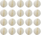 20pcs Honeycomb Flower Balls - Party Decor, Tissue Paper Pom Poms (6inch, Beige)