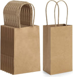 BagDream 50 Pack 3.5x2.4x6.7 Inches Small Kraft Paper Gift Bags with Handles Bulk Mini Party Favor Bags Candy Bags 100% Recyclable Brown Paper Bag
