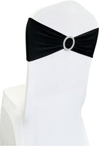 Spandex Chair Sashes Bands 30PCS Stretch Chair Ties Bows with Buckle Slider for Wedding Party Banquet Decoration (Black)…