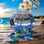 Blue Sea Shells Starfish Conch Acrylic Gems Under The Sea Party Decorations Gemstones for Mermaid Party Favors Decorations,Beach Theme,Vase Filler, Table Scatters, Fish Tank Decorations,14 OZ