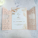 MillaSaw Soft Pink Laser Cut Gate Invitation for Wedding Bridal Shower Birthday Quinceanera Invitation 25 Sets (soft pink, 4.9"x7.1")