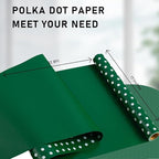 Flyhill Green Wrapping Paper Roll,Reversible Gift Wrap Paper with Polka Dot Design for Birthday,Christmas,Holiday,Party(17 Inch X 32.8 Feet)