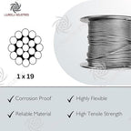 Laureola 1/8" Type-1x19 Grade-316 Stainless Steel Cable Railing Wire Rope - 200ft