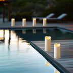 Amagic 4” x 9” Large Outdoor Waterproof Flameless Candles with Remote, Battery Operated Candles with Timer, Flickering Fake LED Pillar Candle for Patio Yard Porch Decor, Ivory White, Set of 2