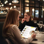 Goodsmart Restaurant Menu Covers – 25 Pack Black 2-View, Top-Loading Menu Holders, Vinyl & Plastic Café Menu Covers, Clear Menu Sleeves, Fits 8.5" x 11", Leather-Style Design, Gold Corners