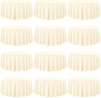 12 Pack 120 Inch Round Tablecloth, Beige Polyester Fabric Table Cloth for Round Table, Washable Tablecover for Wedding Party Dining Buffet Banquet Restaurant and Camping