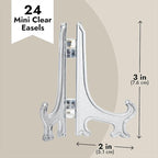 Juvale Mini Acrylic Easel Stands - 24-Pack, 3-Inch Clear Plastic - Display Stands for Collectibles, Trading Cards & Photos