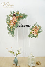 Wedding Sign Faux Flower Swag (Pack of 2) for Ceremony Party Reception Entrance Floral Decor Wall Easel Stand for Wedding Poster Welcome Sign (Terracotta)