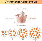 Boxalls Cupcake Stand, 4 Tier Round Acrylic Cupcake Display Stand Holder, Clear Dessert Pastry Tower for Wedding, Birthday, Theme Party, Baby Shower