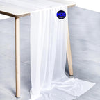 MDS Halloween Chiffon Table Runner - 25 Pack, 29 x 170 Inches, 14ft Each - Sheer Spooky Table Runners for Haunted House Parties, Trick-or-Treat Tables, Witchy Décor, Wedding & Events - White
