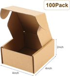Qilery 100 Pcs Shipping Boxes Cardboard Gift Corrugated Cardboard Brown Boxes Mailer Packaging for Mailing Small Business Present (4 x 4 x 2 Inches)