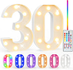 Pooqla 30th Birthday Decorations for Her Him, 35 Colors LED Light Up Numbers with Remote, Multicolor Marquee Numbers 30 Sign for Party Wedding Anniversary Decor 30th Birthday Gift, Number 30