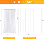 Fomcet White Tulle Backdrop Curtains with Lights String 10FT X 10FT Sheer Curtain with Lights Tulle Curtains Backdrop for Wedding Birthday Party Photo Shoot (2 Panels 5x10FT)