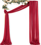 MLMC Red Wedding Arch Draping Fabric 1 Panel 29" x 20 FT Extra Long Gauze Drapes Sheer Backdrop Curtains 6.6 Yards Airy Outdoor Drapery Panels for Wedding Baby Shower Birthday Decor