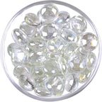 KINGOU Flat Glass Gems/Marbles/Stones/Beads for Vase Filler, Table Scatter, Games - 1 Lbs (17-19mm, Approx. 3/4") (Clear, Standard)
