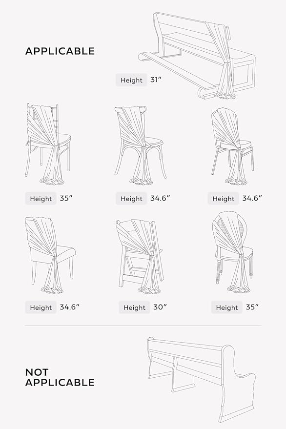 Ling's moment Wedding Chair Sashes Cover Aisle Decorations Draping Fabric Wrinkle-Free with Tie 16pcs Dusty Blue Ice Blue for Party Ceremony Reception Floral Arrangement Banquet Outdoor Decor