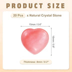 PATIKIL 20 Pcs Natural Heart Shaped Crystal Stone, 0.6 Inch Mini Polished Love Gemstone Crystal, Pocket Rock Engraved Worry Stones for Women Gifts Meditation, Watermelon Red