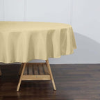 Efavormart Round Tablecloth, 90 Inch Stain & Wrinkle Resistant Washable Table Cloth, Decorative Polyester Fabric Table Cover for Banquet, Wedding, Dining- Champagne