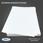 Interior Car Window Stickers for Cars & Dealerships - Blank White | 8.5" x 11" | (250 Pack of Stickers) (Adhesive) (Laser Printer)