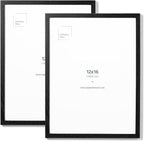 Opposite Wall - 12x16 in - Black Solid Oak Wood Picture Frame - Lightweight, Versatile & Shatterproof - Wall Hanging Poster or Photo Frame - Wall Decor for Office, Gallery & Home - 2 Pack
