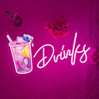 Drinks Neon Signs for Wall Decor,Cool Cocktail Glass LED Sign Art Wall Lights,Lemonade Drinks Neon Signs for Beer Bar Decor,Pub Party,Night Club,Man Cave,Business,Shop